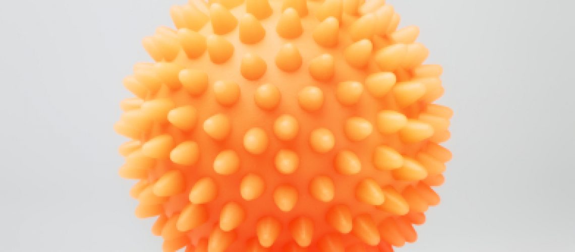 plastic balls for washing machine, gray background